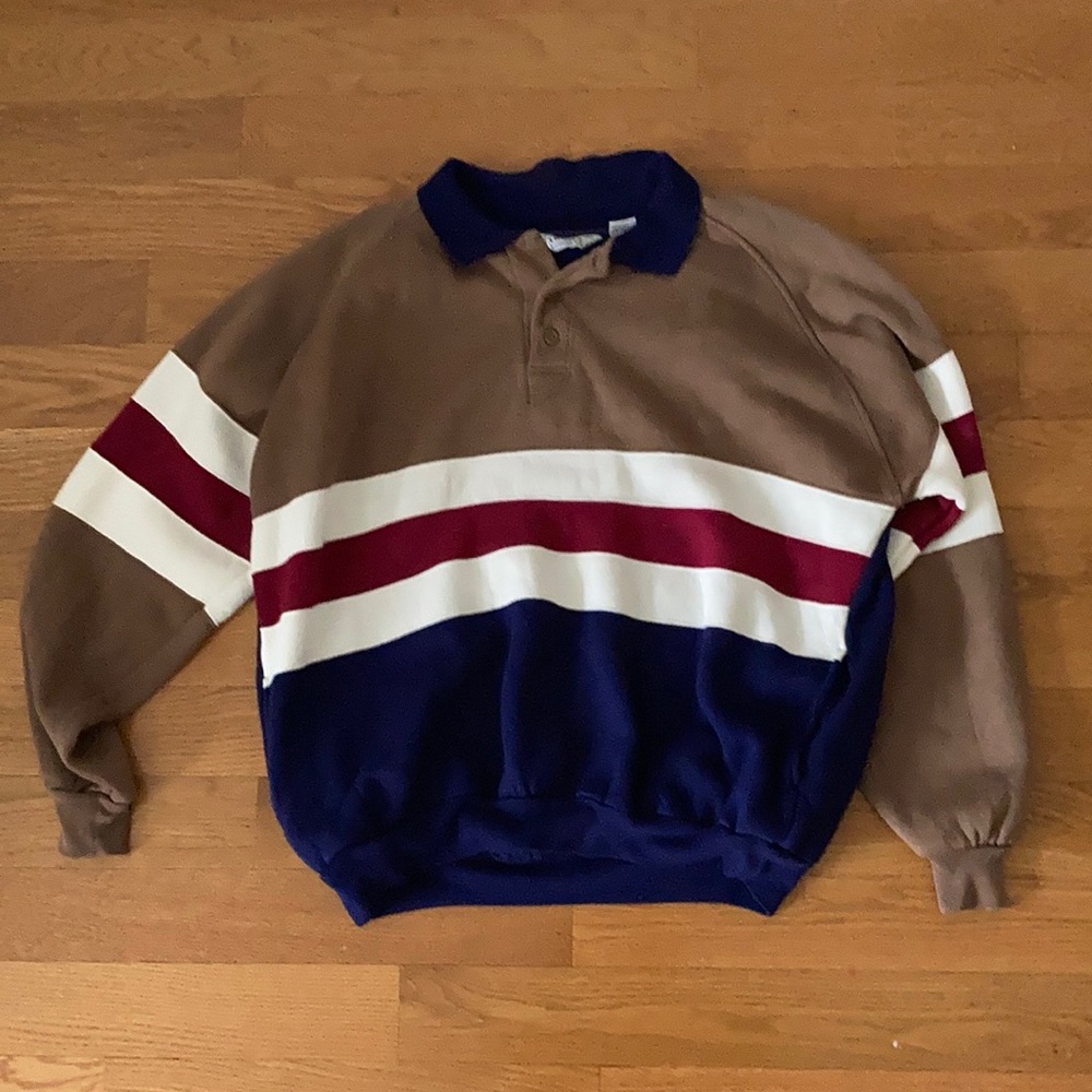 Vintage colorblock collared sweatshirt